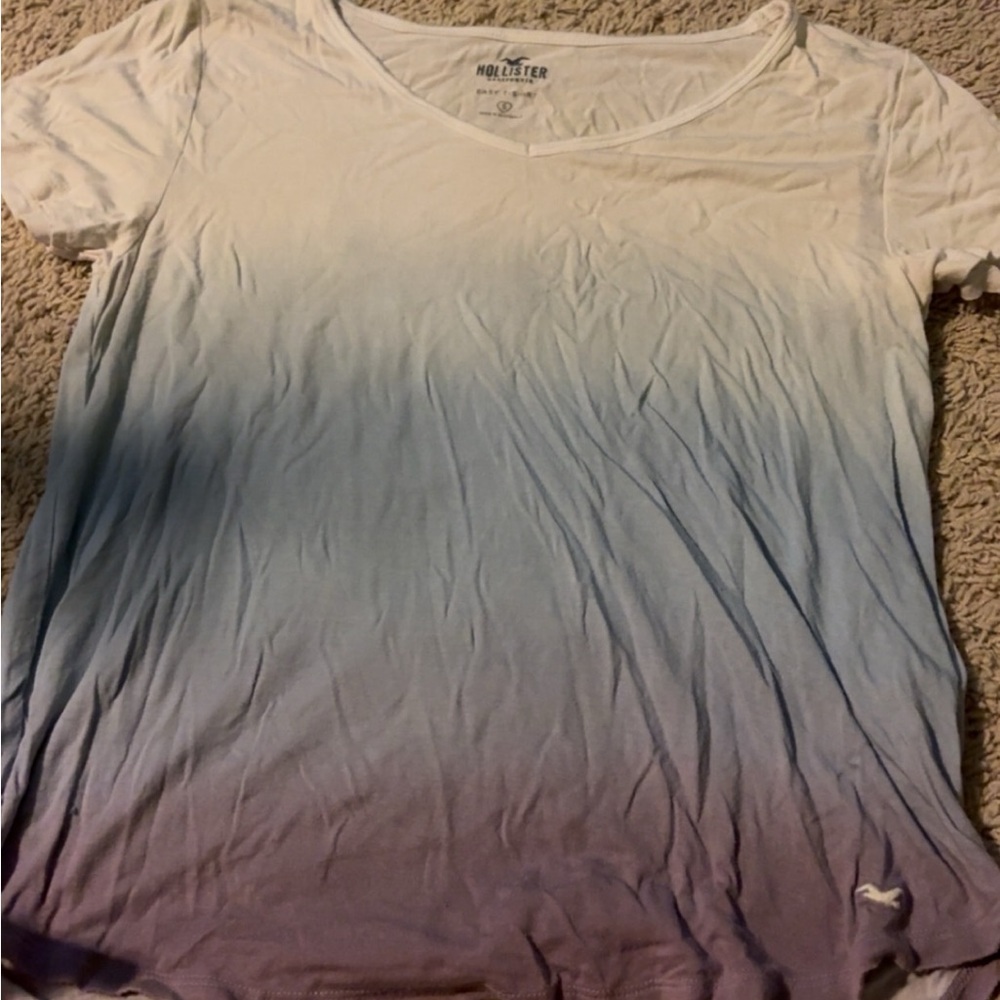 Hollister White and Blue Ombre Tee